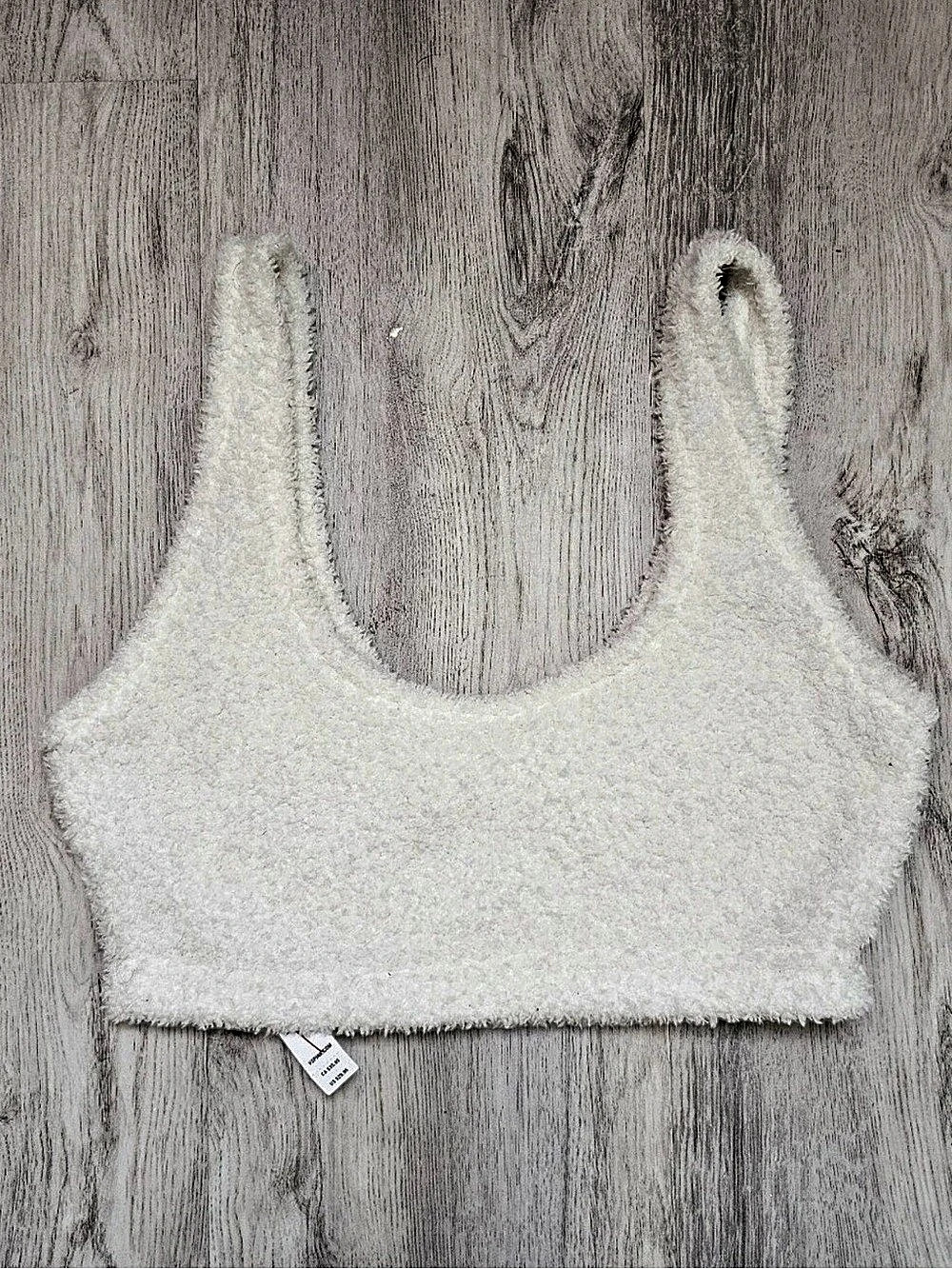 Victoria's Secret PINK Fuzzy Scoop Neck Crop Top in White Like New